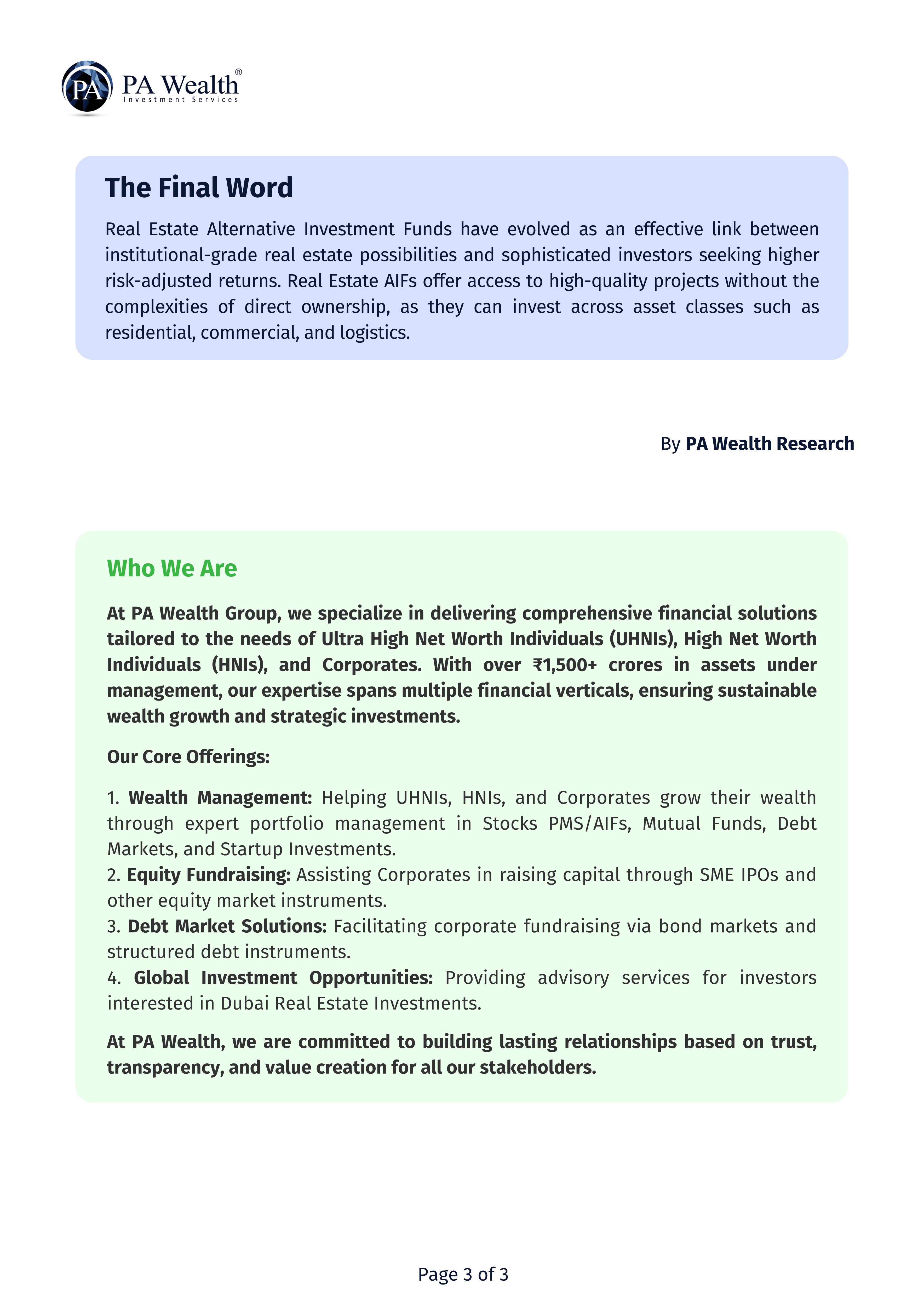 Real Estate AIF_PA Wealth_CAT II AIF