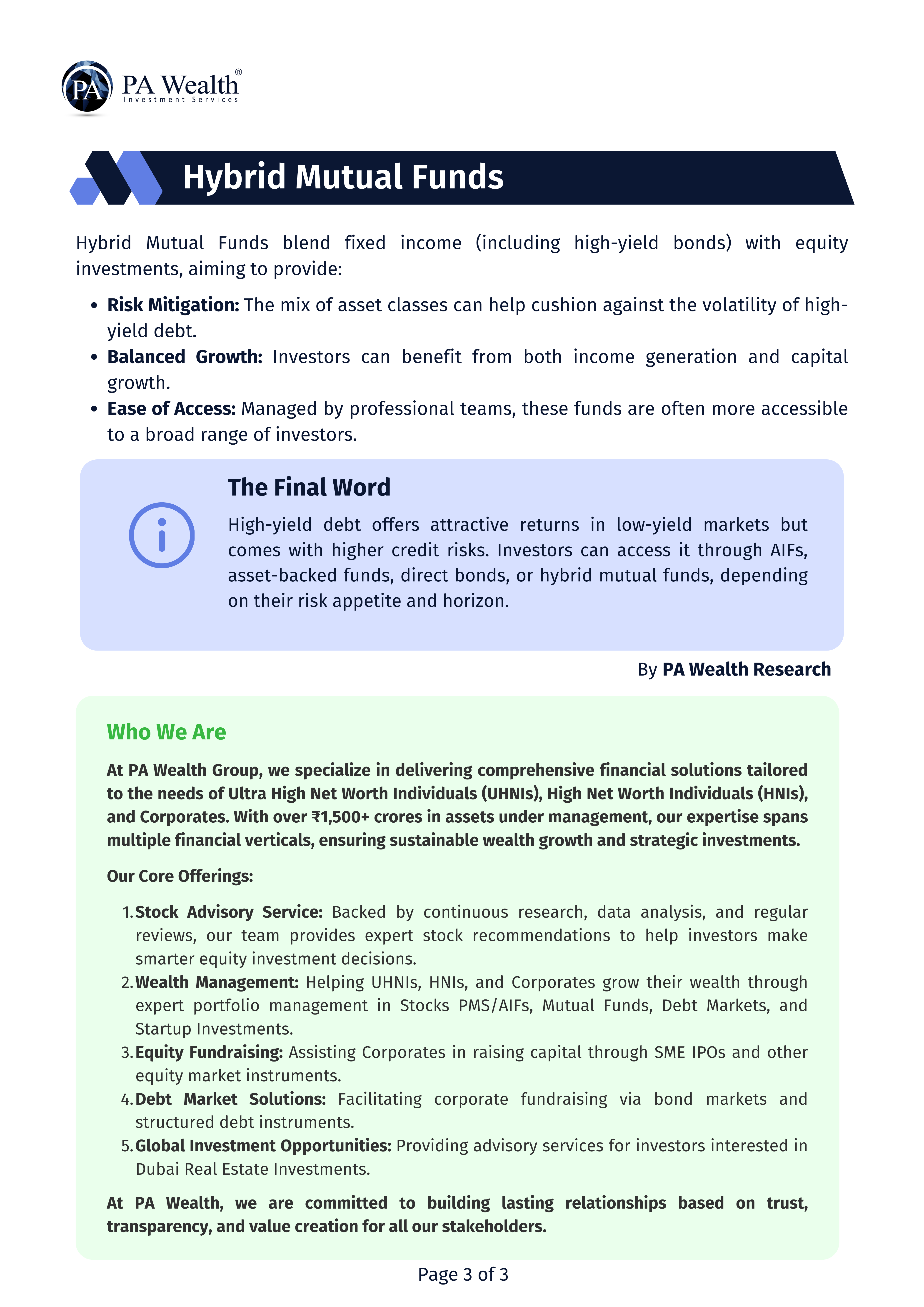 High Yield Debt_PA Wealth_newsletter