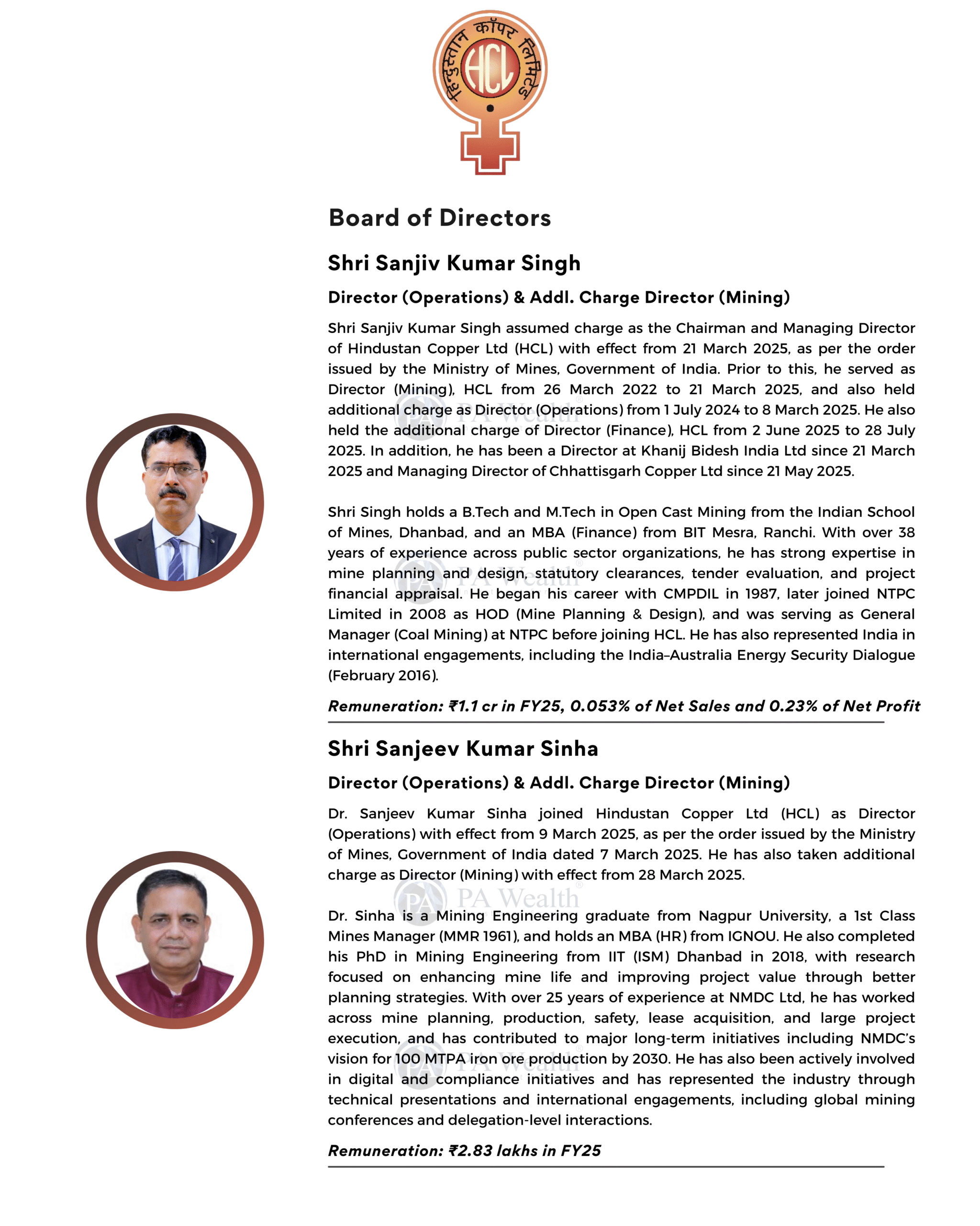 Hindustan Copper Ltd_Board of Directors_PAWealth