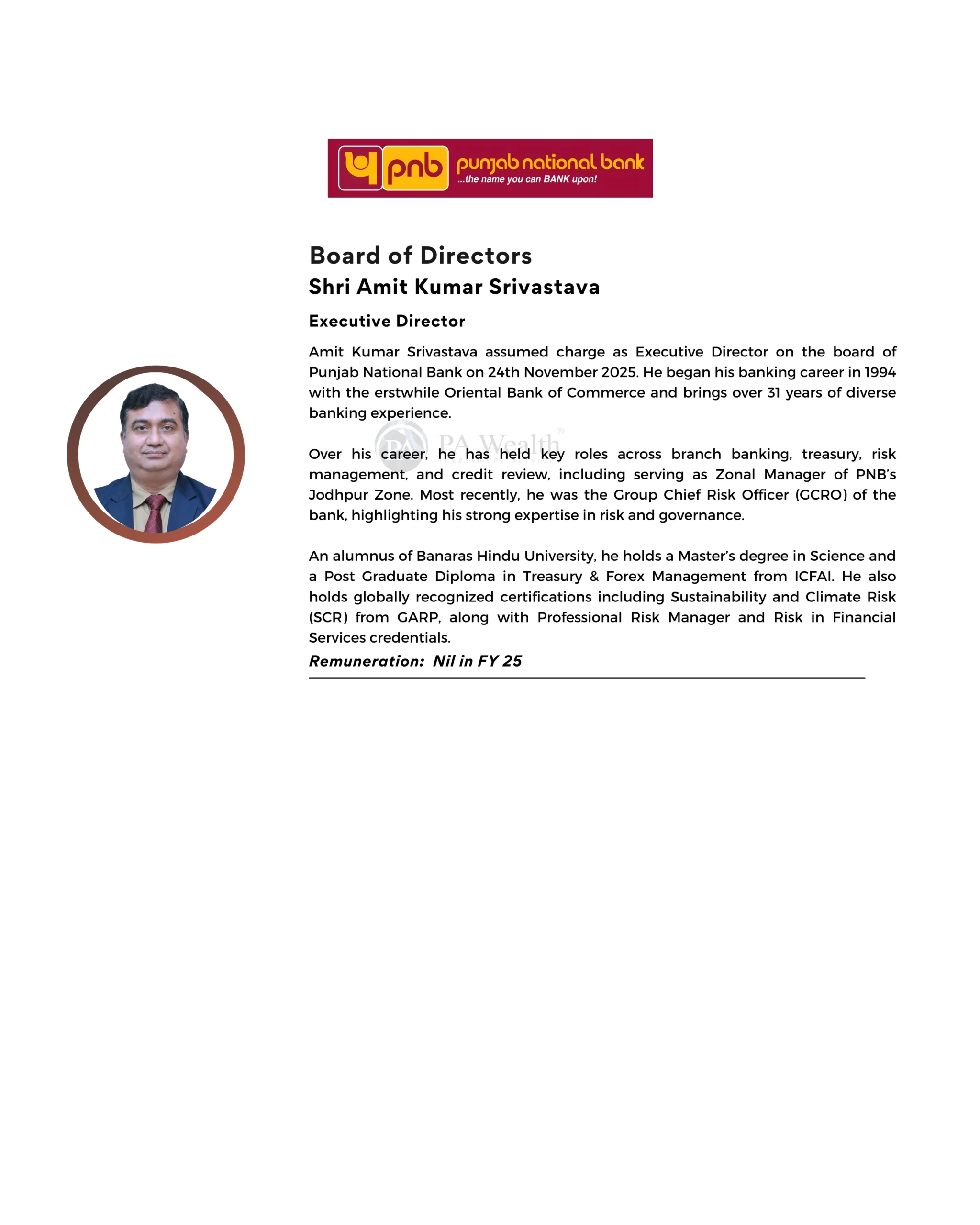 Punjab National Bank Ltd_Board of Directors_PAWealth